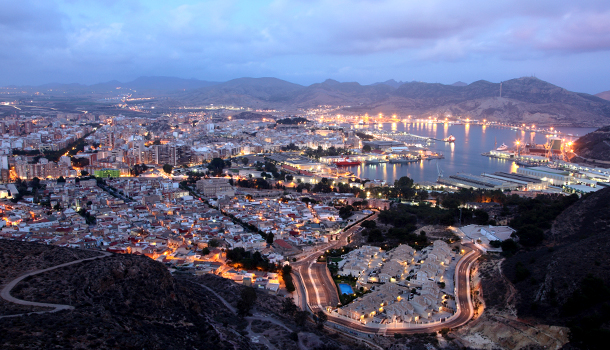 City of Cartagena at night. Region of Murcia, Spain